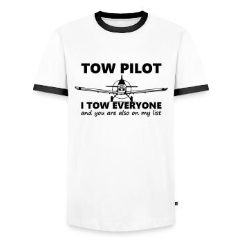 towpilot piper pa25 - Männer Kontrast-T-Shirt - Weiß/Schwarz - Vorne - AI Model Female 172 light (172cm) & AI Model Male 178 dark (178cm)