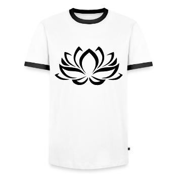Lotus Blume Pflanze Exotisch Idee Geschenk Natur - Men's Ringer Shirt - white/black - Front - AI Model Female 172 light (172cm) & AI Model Male 178 dark (178cm)