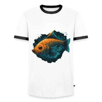Fischkopf - Männer Kontrast-T-Shirt - Weiß/Schwarz - Vorne - AI Model Female 172 light (172cm) & AI Model Male 178 dark (178cm)