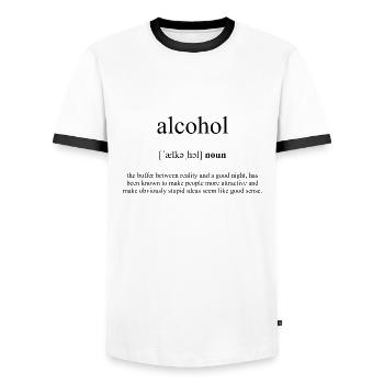 Alcohol (Alkohol) Definition Dictionary - Männer Kontrast-T-Shirt - Weiß/Schwarz - Vorne - AI Model Female 172 light (172cm) & AI Model Male 178 dark (178cm)