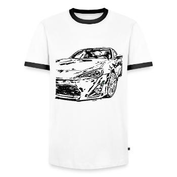 GT86 Dirty - Men's Ringer Shirt - white/black - Front - AI Model Female 172 light (172cm) & AI Model Male 178 dark (178cm)
