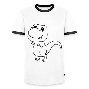 Dinosaur T-Rex Comic - Men's Ringer Shirt - white/black - Front - AI Model Female 172 light (172cm) & AI Model Male 178 dark (178cm)