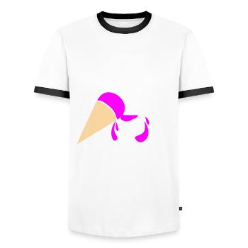 Crâne avec de la crème glacée - T-shirt contrasté Homme - blanc/noir - Devant - AI Model Female 172 light (172cm) & AI Model Male 178 dark (178cm)