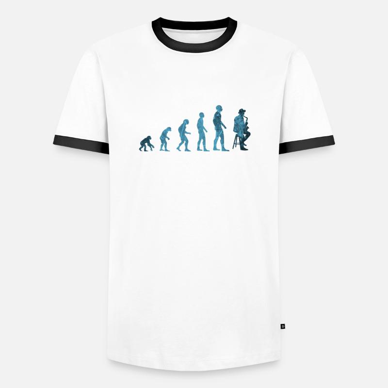 Evolution Saxophon - Männer Kontrast-T-Shirt - Weiß/Schwarz