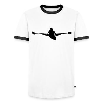 Rowing - Men's Ringer Shirt - white/black - Front - AI Model Female 172 light (172cm) & AI Model Male 178 dark (178cm)