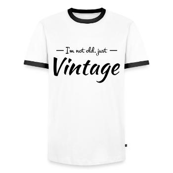 I'm not old, just vintage - Männer Kontrast-T-Shirt - Weiß/Schwarz - Vorne - AI Model Female 172 light (172cm) & AI Model Male 178 dark (178cm)