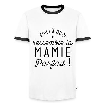 Voici à quoi ressemble une mamie parfaite - T-shirt contrasté Homme - blanc/noir - Devant - AI Model Female 172 light (172cm) & AI Model Male 178 dark (178cm)