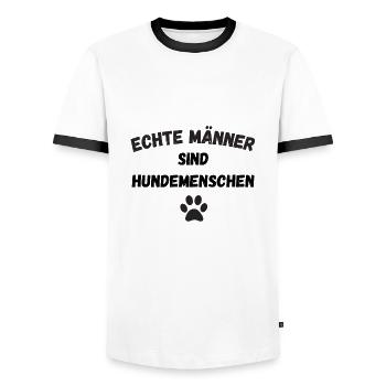 Echte Männer sind Hundemenschen - Männer Kontrast-T-Shirt - Weiß/Schwarz - Vorne - AI Model Female 172 light (172cm) & AI Model Male 178 dark (178cm)