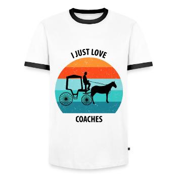 Calèche de cocher Calèche tirée par des chevaux Calèche - T-shirt contrasté Homme - blanc/noir - Devant - AI Model Female 172 light (172cm) & AI Model Male 178 dark (178cm)