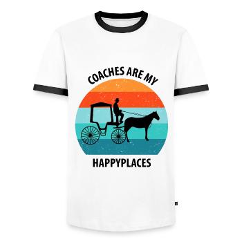 Calèche de cocher Calèche tirée par des chevaux Calèche - T-shirt contrasté Homme - blanc/noir - Devant - AI Model Female 172 light (172cm) & AI Model Male 178 dark (178cm)