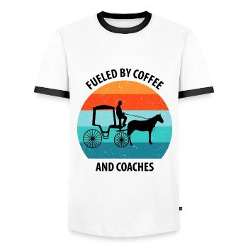 Calèche de cocher Calèche tirée par des chevaux Calèche - T-shirt contrasté Homme - blanc/noir - Devant - AI Model Female 172 light (172cm) & AI Model Male 178 dark (178cm)