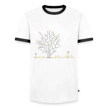 PCB Tree - Männer Kontrast-T-Shirt - Weiß/Schwarz - Vorne - AI Model Female 172 light (172cm) & AI Model Male 178 dark (178cm)