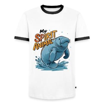 Dugong mein Spirit Animal ich liebe Manatees - Männer Kontrast-T-Shirt - Weiß/Schwarz - Vorne - AI Model Female 172 light (172cm) & AI Model Male 178 dark (178cm)