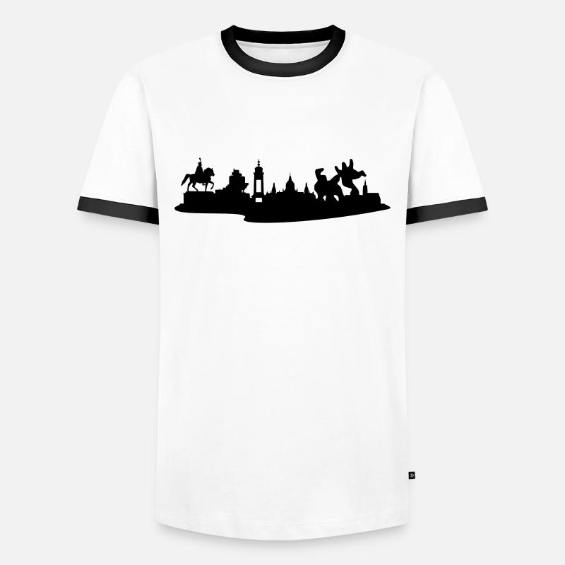 Hannover // Skyline // Silhouette // Skylineshirt - Männer Kontrast-T-Shirt - Weiß/Schwarz