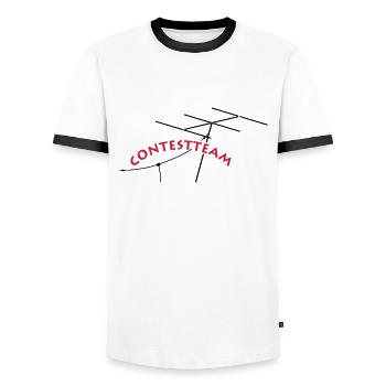 contestteam - Männer Kontrast-T-Shirt - Weiß/Schwarz - Vorne - AI Model Female 172 light (172cm) & AI Model Male 178 dark (178cm)
