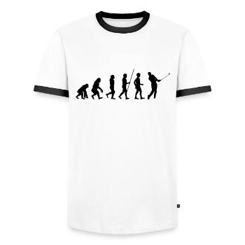Golfer Golfen Golf Evolution schwarz - Männer Kontrast-T-Shirt - Weiß/Schwarz - Vorne - AI Model Female 172 light (172cm) & AI Model Male 178 dark (178cm)