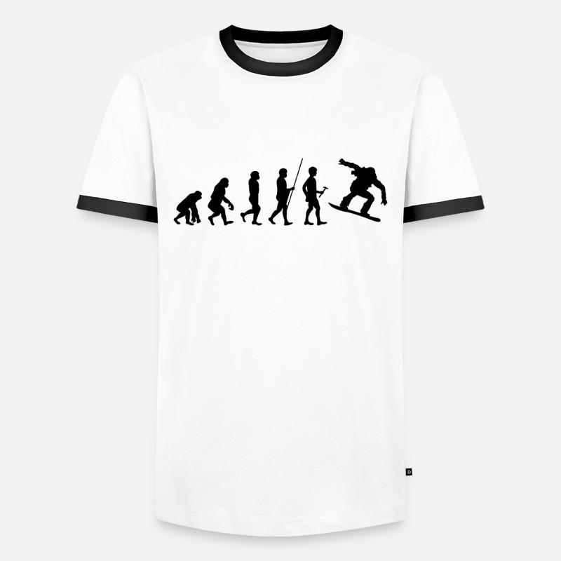 Evolution Snowboard Snowboarder - Men's Ringer Shirt - white/black