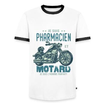 motard le meilleur pharmacien le meilleur - T-shirt contrasté Homme - blanc/noir - Devant - AI Model Female 172 light (172cm) & AI Model Male 178 dark (178cm)