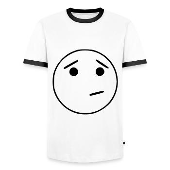 Emoji Skizze nachdenken schwarz - Männer Kontrast-T-Shirt - Weiß/Schwarz - Vorne - AI Model Female 172 light (172cm) & AI Model Male 178 dark (178cm)