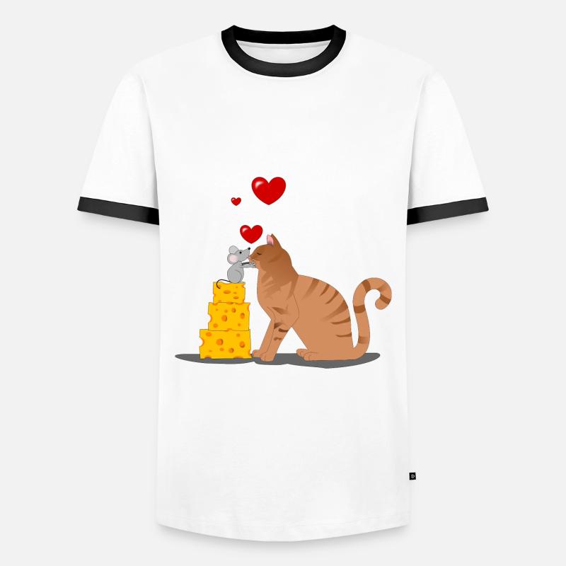 cat and mouse - Men's Ringer Shirt - white/black