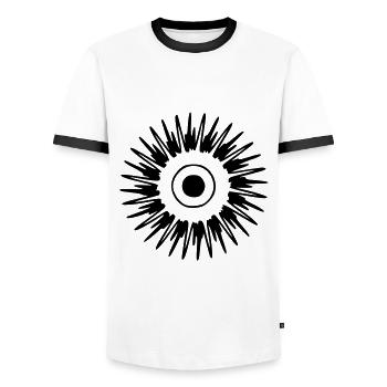 Blume Zeichnung Natur Skizze schwarz - Männer Kontrast-T-Shirt - Weiß/Schwarz - Vorne - AI Model Female 172 light (172cm) & AI Model Male 178 dark (178cm)