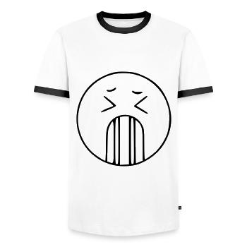 Emoji sketch passed black - Men's Ringer Shirt - white/black - Front - AI Model Female 172 light (172cm) & AI Model Male 178 dark (178cm)