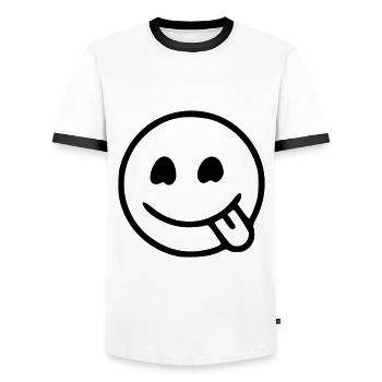 Emoji Skizze hungrig schwarz - Männer Kontrast-T-Shirt - Weiß/Schwarz - Vorne - AI Model Female 172 light (172cm) & AI Model Male 178 dark (178cm)