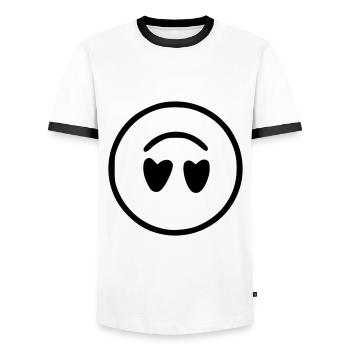 Emoji sketch upside down black - Men's Ringer Shirt - white/black - Front - AI Model Female 172 light (172cm) & AI Model Male 178 dark (178cm)