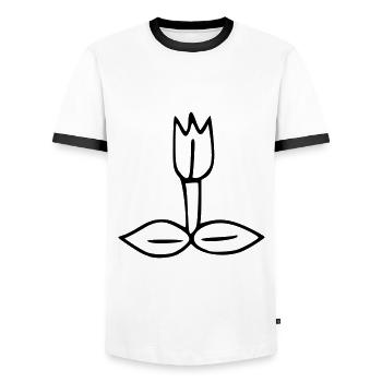 Pflanze Zeichnung Natur Skizze schwarz - Männer Kontrast-T-Shirt - Weiß/Schwarz - Vorne - AI Model Female 172 light (172cm) & AI Model Male 178 dark (178cm)