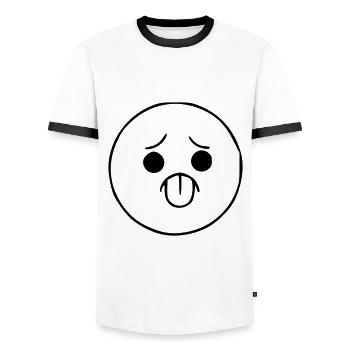 Emoji sketch cheeky black - Men's Ringer Shirt - white/black - Front - AI Model Female 172 light (172cm) & AI Model Male 178 dark (178cm)