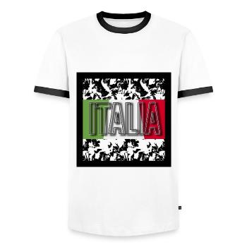 Italia (Italy) - Image - 2023 - Men's Ringer Shirt - white/black - Front - AI Model Female 172 light (172cm) & AI Model Male 178 dark (178cm)