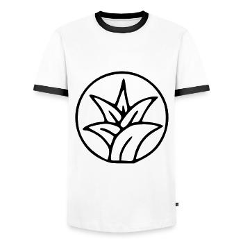 Pflanze Zeichnung Natur Skizze schwarz - Männer Kontrast-T-Shirt - Weiß/Schwarz - Vorne - AI Model Female 172 light (172cm) & AI Model Male 178 dark (178cm)