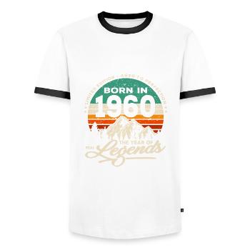 Legends are born in 1960 - Men's Ringer Shirt - white/black - Front - AI Model Female 172 light (172cm) & AI Model Male 178 dark (178cm)