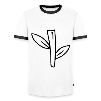 Plant drawing nature sketch black - Men's Ringer Shirt - white/black - Front - AI Model Female 172 light (172cm) & AI Model Male 178 dark (178cm)