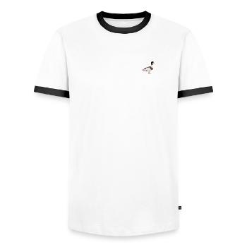 common shelduck - Men's Ringer Shirt - white/black - Front - AI Model Female 172 light (172cm) & AI Model Male 178 dark (178cm)