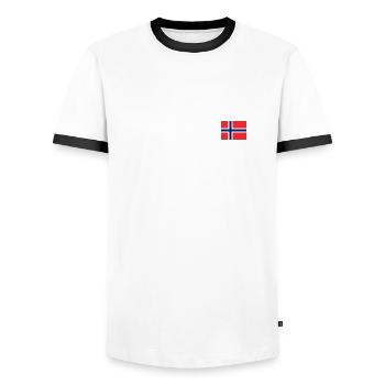 Flag of Norway - Men's Ringer Shirt - white/black - Front - AI Model Female 172 light (172cm) & AI Model Male 178 dark (178cm)