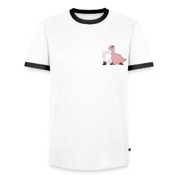 Lettre G - T-shirt contrasté Homme - blanc/noir - Devant - AI Model Female 172 light (172cm) & AI Model Male 178 dark (178cm)