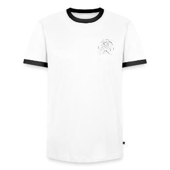 Eternal Embrace Lines - Men's Ringer Shirt - white/black - Front - AI Model Female 172 light (172cm) & AI Model Male 178 dark (178cm)
