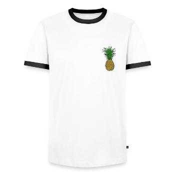 pineapple - Men's Ringer Shirt - white/black - Front - AI Model Female 172 light (172cm) & AI Model Male 178 dark (178cm)