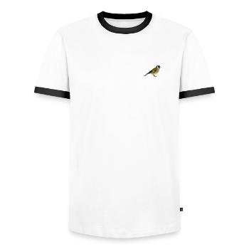 Stieglitz - Männer Kontrast-T-Shirt - Weiß/Schwarz - Vorne - AI Model Female 172 light (172cm) & AI Model Male 178 dark (178cm)