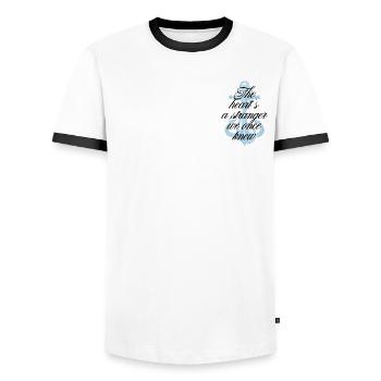 Stranger pocket print - Männer Kontrast-T-Shirt - Weiß/Schwarz - Vorne - AI Model Female 172 light (172cm) & AI Model Male 178 dark (178cm)