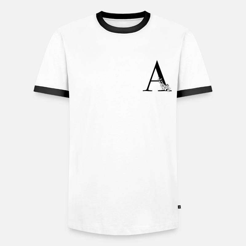 Buchstabe A - Männer Kontrast-T-Shirt - Weiß/Schwarz