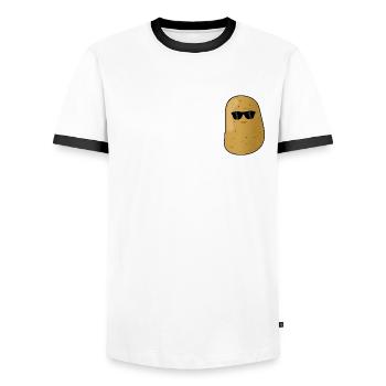 Cool potato - Men's Ringer Shirt - white/black - Front - AI Model Female 172 light (172cm) & AI Model Male 178 dark (178cm)