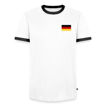 Deutsche Flagge - Männer Kontrast-T-Shirt - Weiß/Schwarz - Vorne - AI Model Female 172 light (172cm) & AI Model Male 178 dark (178cm)