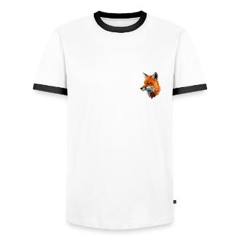FOX - Männer Kontrast-T-Shirt - Weiß/Schwarz - Vorne - AI Model Female 172 light (172cm) & AI Model Male 178 dark (178cm)