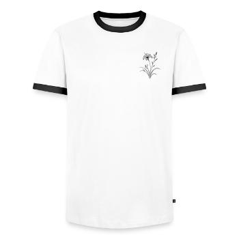 Lily Light: Delicate Contours of Beauty - Men's Ringer Shirt - white/black - Front - AI Model Female 172 light (172cm) & AI Model Male 178 dark (178cm)