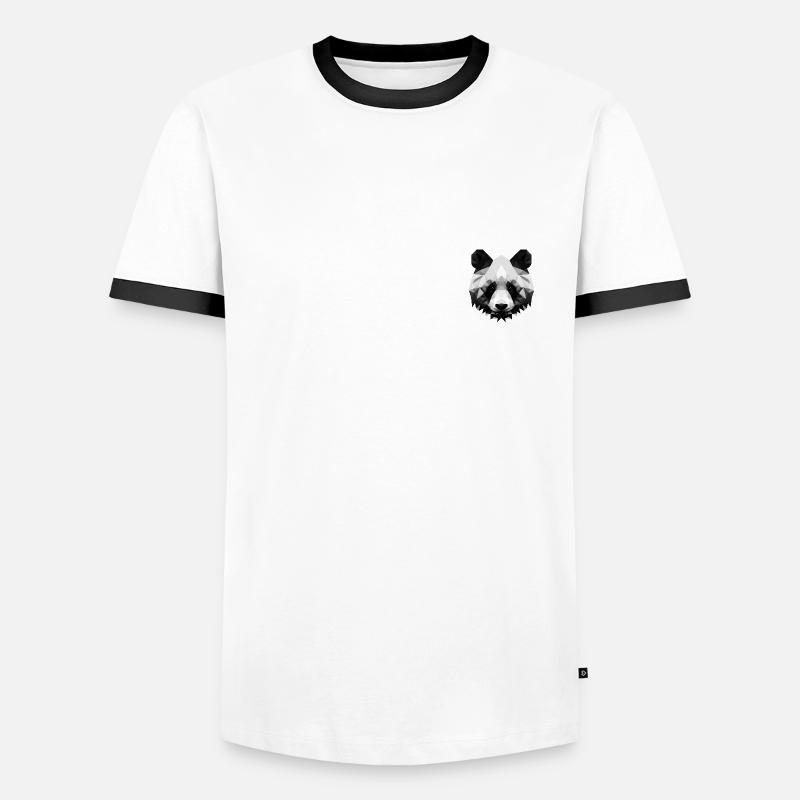 Minimalist Polygon Panda - Men's Ringer Shirt - white/black