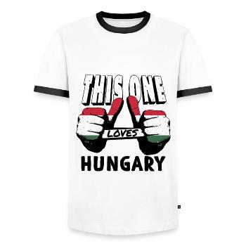 Ungarn Flagge Ungarische Fahne Balaton Hungary - Männer Kontrast-T-Shirt - Weiß/Schwarz - Vorne - AI Model Female 172 light (172cm) & AI Model Male 178 dark (178cm)