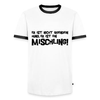 Texte hybride - T-shirt contrasté Homme - blanc/noir - Devant - AI Model Female 172 light (172cm) & AI Model Male 178 dark (178cm)