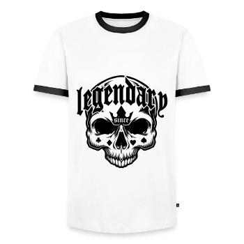 Les couleurs peuvent être modifiées | Légendaire depuis 1971 - T-shirt contrasté Homme - blanc/noir - Devant - AI Model Female 172 light (172cm) & AI Model Male 178 dark (178cm)